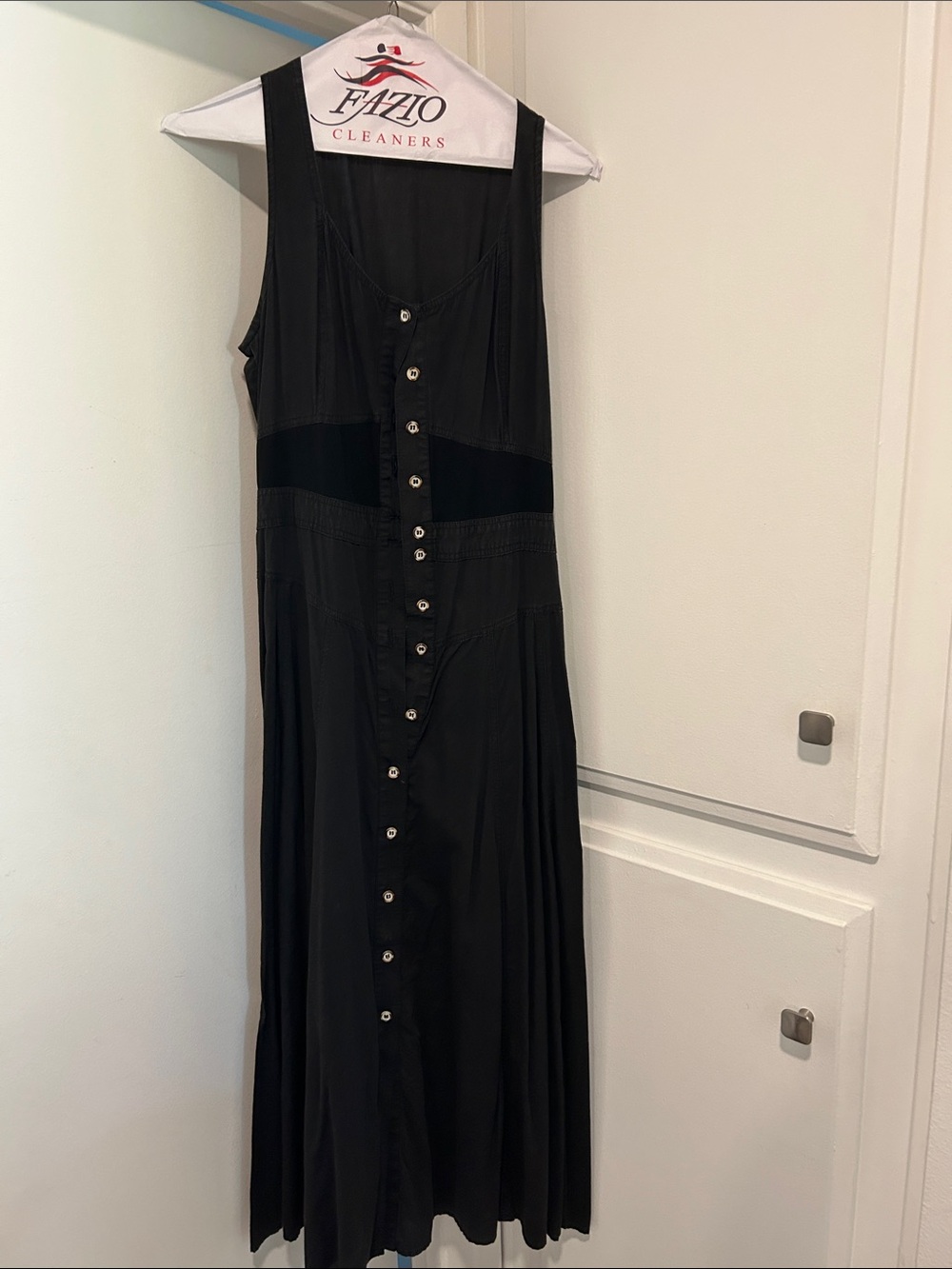 Black Button-Front Women's Maxi Dress